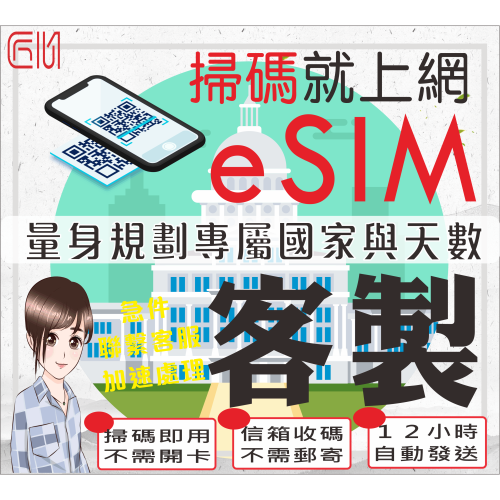 ├匠心_eSIM┤客製專區 量身訂製 １～９０天多元方案 下單前請務必先與客服確認