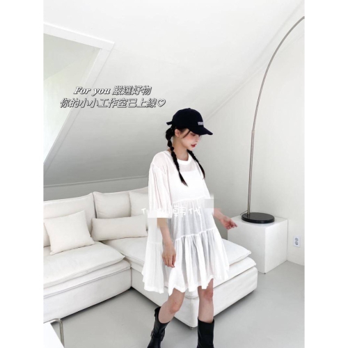 ??? ??? §現貨供應中?韓版氣質寬鬆百摺感娃娃短洋
