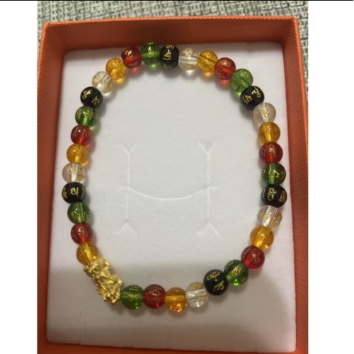 黃金貔貅六字箴言手鍊約0.07錢附保單（傑克商店）