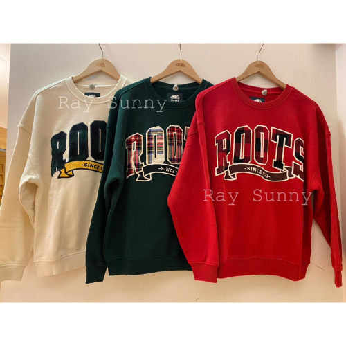 RS代購 Roots全新正品優惠 Roots女裝-經典小木屋系列 刺繡貼布寬版大學T 滿額即贈購物袋
