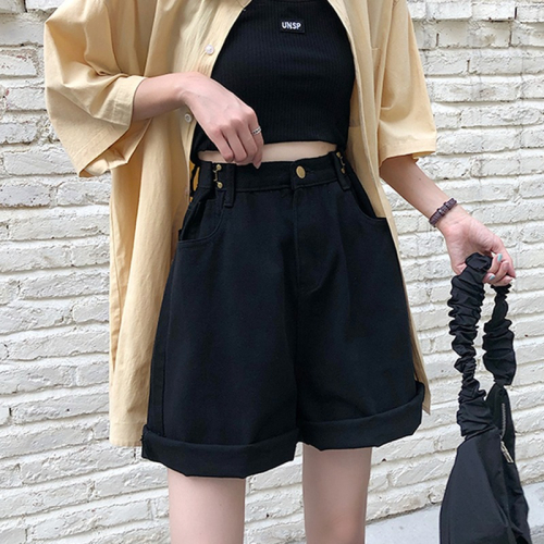 短褲女夏大碼高腰牛仔褲2022新款顯瘦五分褲胖妹妹mm寬松闊腿褲子