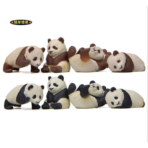 （4入/8入） 玩耍 熊貓 翻滾 貓熊 野生動物 生活 萌版 造型 DIY 微景觀 多肉 園藝 造景公仔
